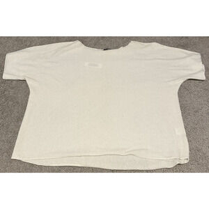 Vince Women XS Blouse 100% Cashmere Short Sleeve Roll Hem Knit Oversize‎ Cream